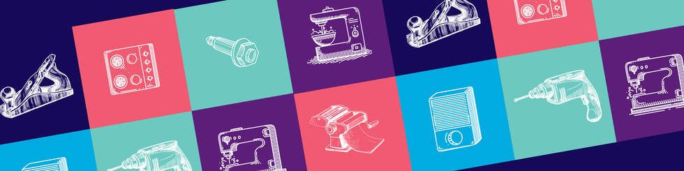 A colourful graphic with images of household appliances