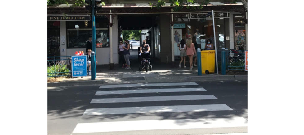 Changing Places facilities access via walkway adjacent to pedestrian crossing