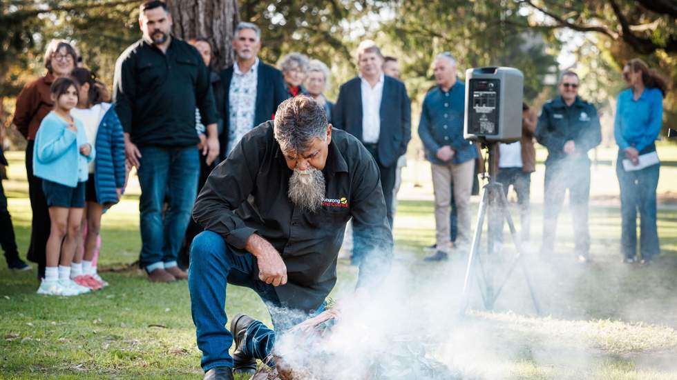 Smoking ceremony at Sovereign Tree unveiling