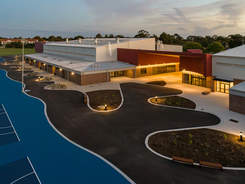 Aerial view of new netball centre.