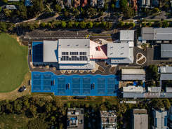 Aerial view of new netball centre.