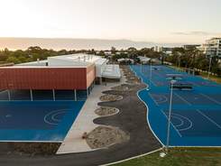 Drone overview image of the netball centre