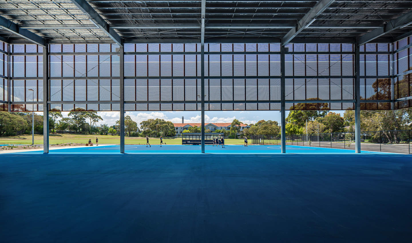 Outside courts at new netball centre.