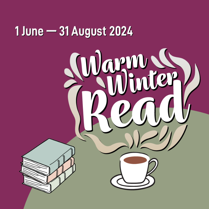 purple graphic with text that reads Warm Winter Read