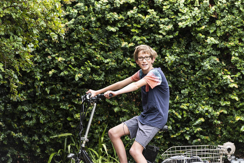 Bayside's Young Citizen of the Year Sam Higgins on his bike