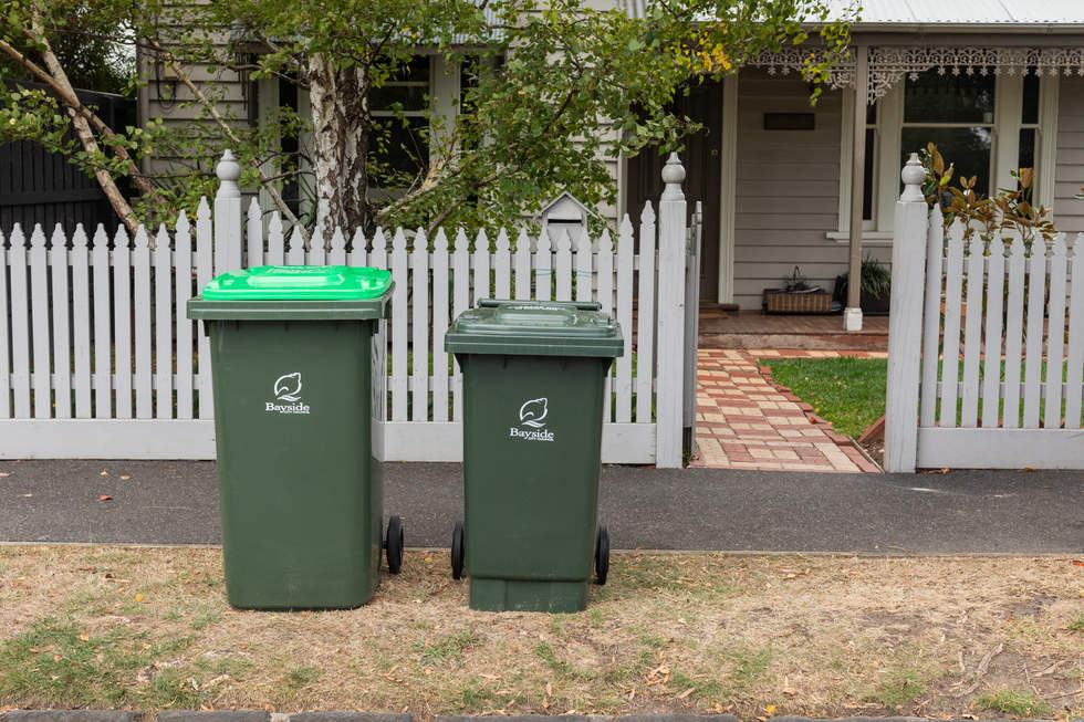 food and green waste bin, general waste bin