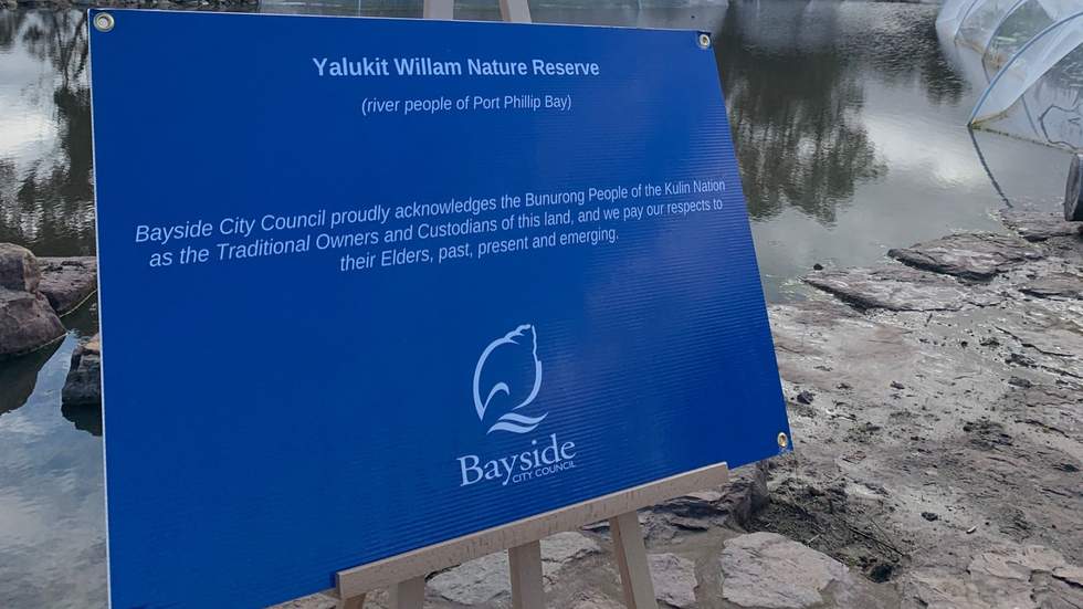 Blue sign with Yalukit Willam Nature Reserve written on it